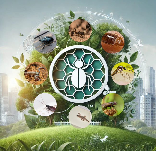 Professional pest control technician in uniform inspecting a kitchen.